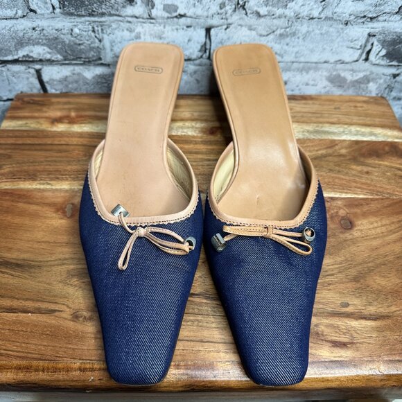 EUC COACH Denim Mules Penelope IN BOX Size 10B - Picture 1 of 16